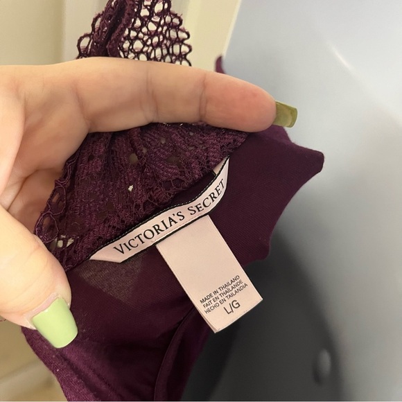 Victoria's Secret Very Sexy Plum Lace Chemise Size Large Bow Details Coquette - Picture 2 of 8